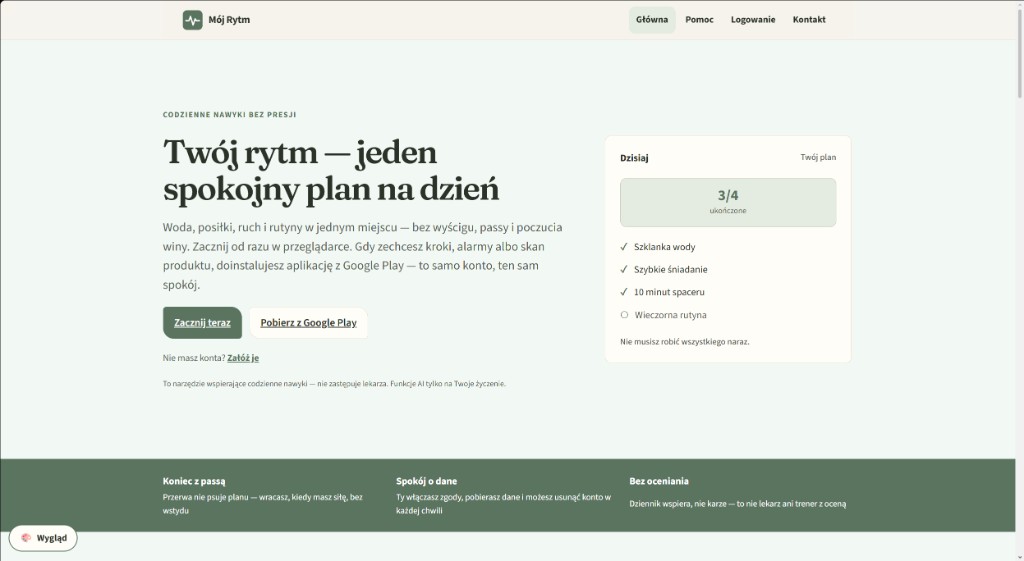 Mój Rytm – aplikacja do śledzenia nawyków bez presji